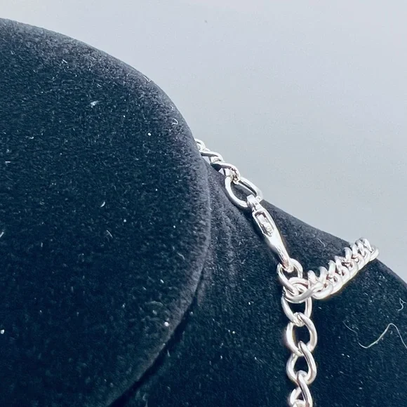 Chic Silver Statement Necklace with Blue Accents - Picture 6 of 7